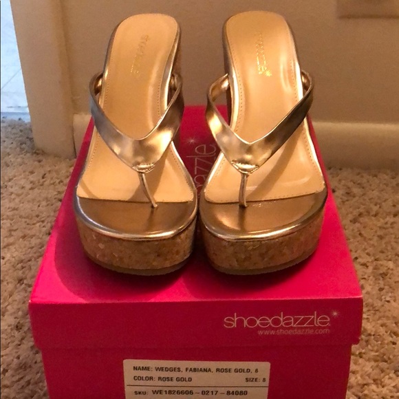 Shoe dazzle, Wedges, Fabiana, Rose Gold - Picture 1 of 3